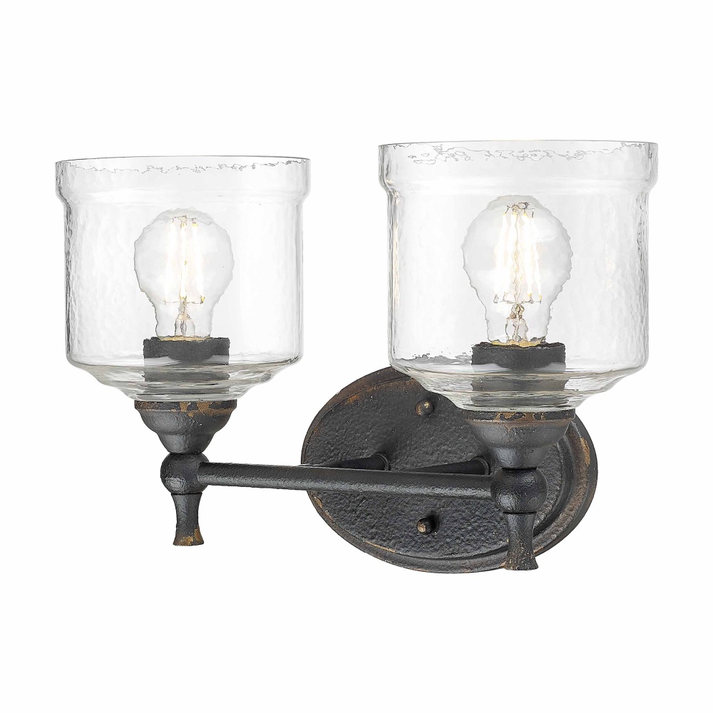 Golden Lighting Keating 2-light Vanity in Antique Black Iron